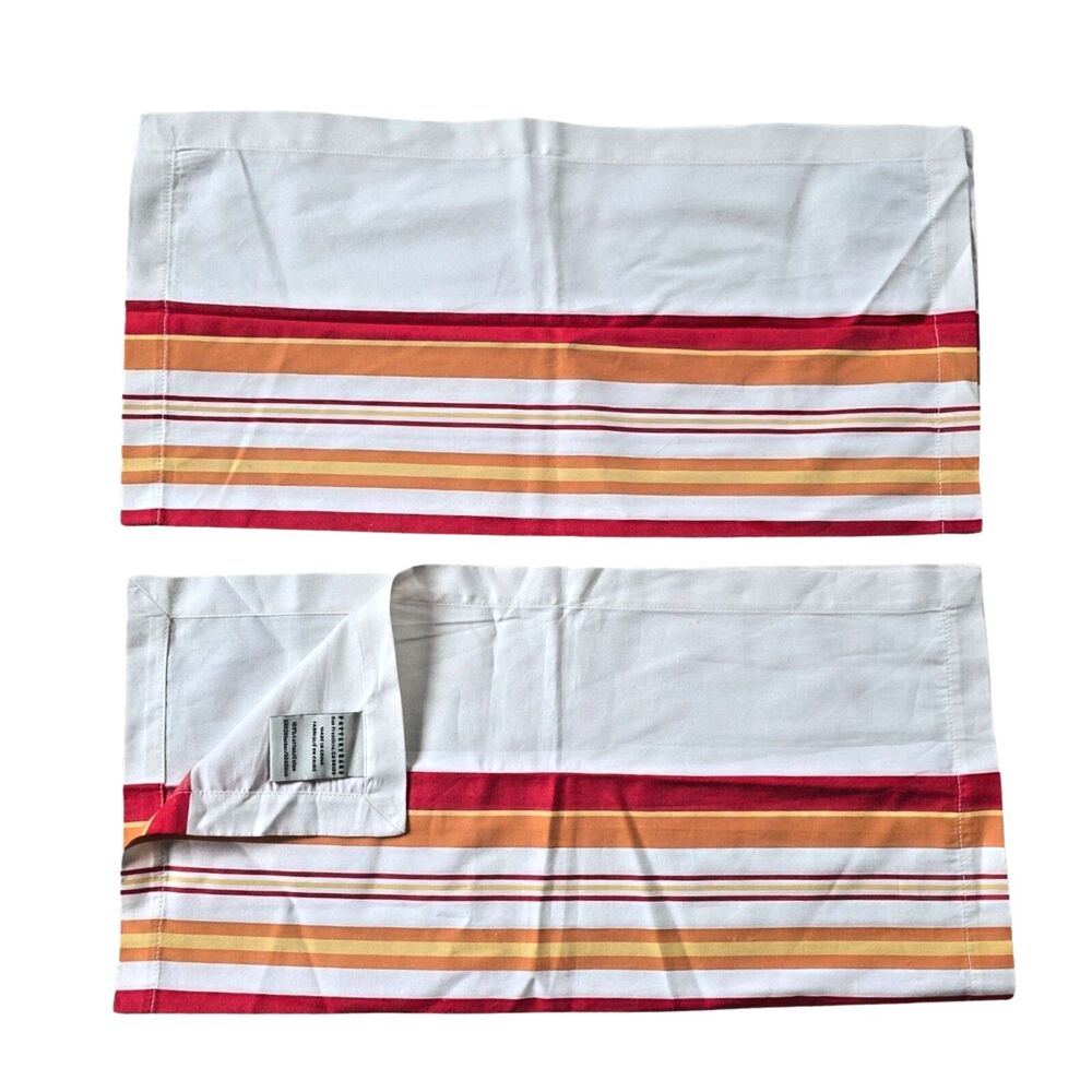 Pottery Barn Stripe 100% Cotton 20" x 20" Napkin Set Cottage Farmhouse (2)